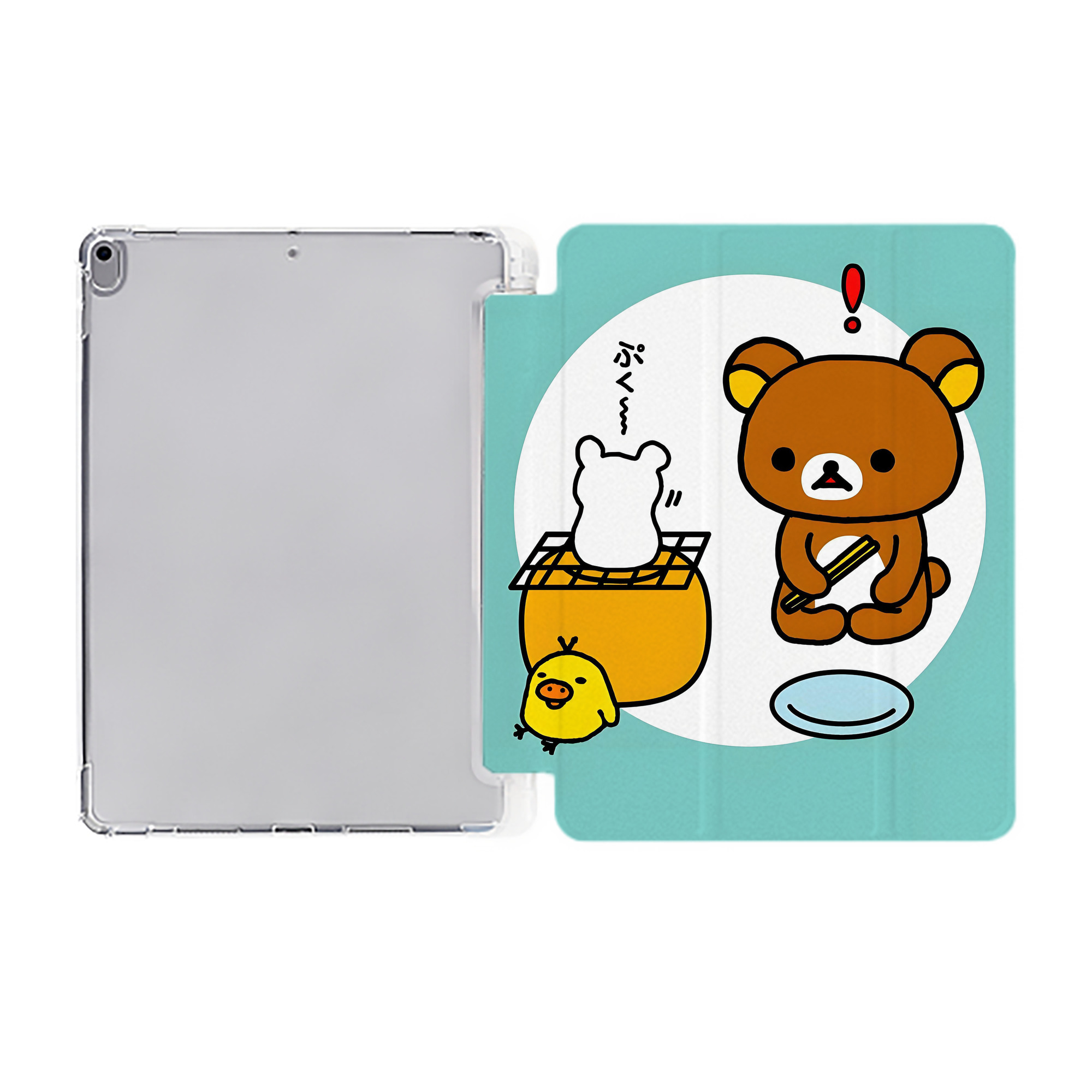 （画像用） リラックマ リラックマ キイロイトリ Rilakkuma Korilakkuma Kiiroitori IPad ケース ペン収納付き 三つ折りスタンド PUレザー×シリコン 対応機種9.5/10.5/10.9インチ